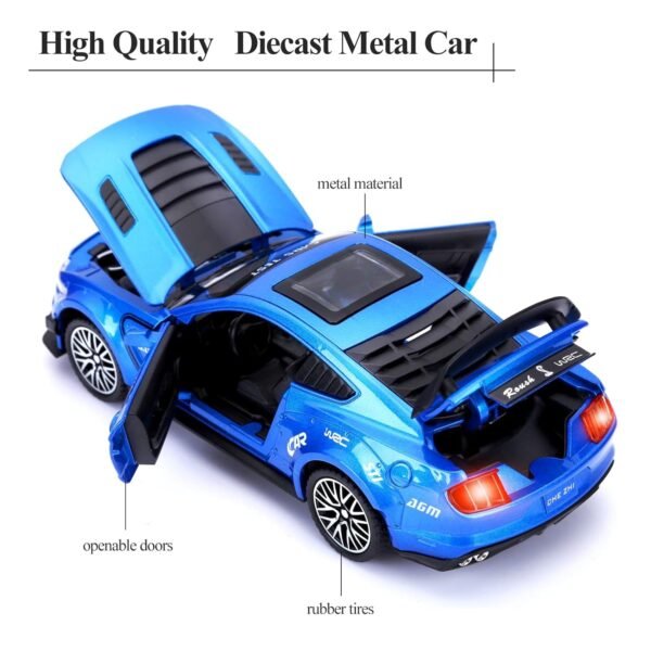 1:32 Mustang GT500 Toy Car Metal Pull Back Diecast Car with Openable Door and Sound Light, Gifts Toys for Kids? Blue ? - Image 3