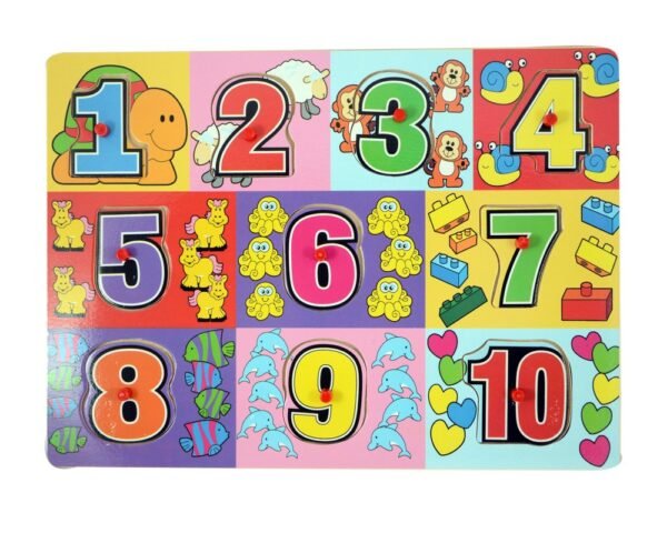 1 to 10 Numbers Premium Wooden Puzzle/Educational Toy with Knobs for Children