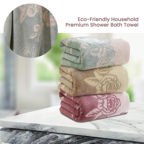 Microfiber Towels for Bath Extra Large Size-Super Soft Coral Fleece Bathing Towel with Hook Quick Dry Super Absorbent Jumbo Bath Towel for Men, Blue 170 X 90 CM - Image 4