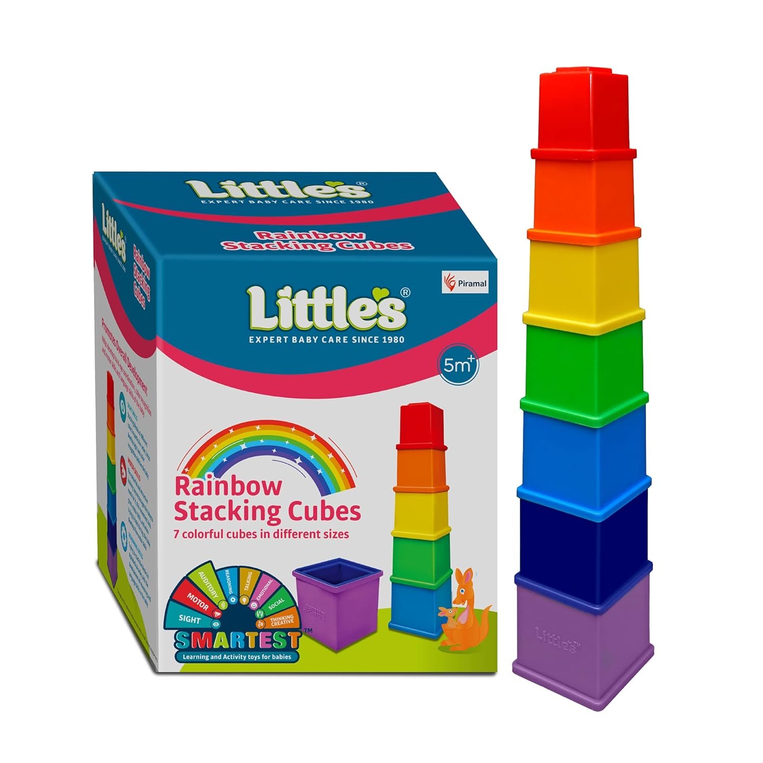 Little\'s Rainbow Stacking Cubes I Activity Toy for Babies I Multicolor I Infant & Preschool Toys I Develops Motor & Reasoning Skills(7 Pieces)