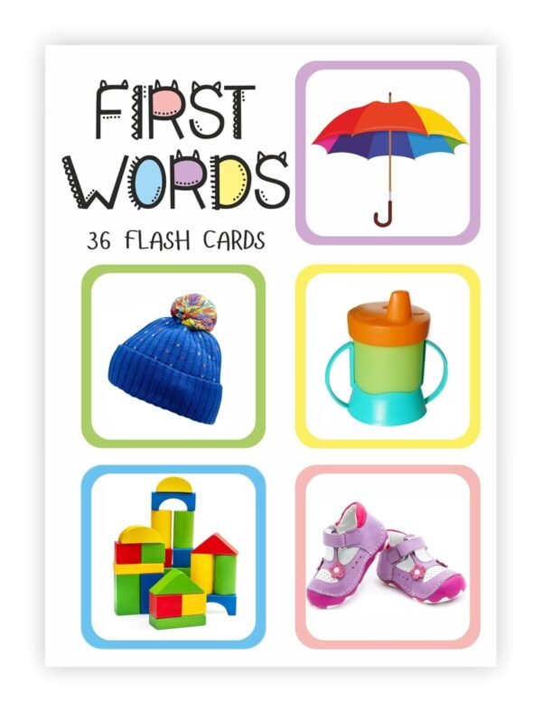Thick 72 First Words Flash Cards - Age 1-2 Yrs, 36 Double Sided Cards, Montessori Toys, Educational Language_Skills Preschool Learning for Toddlers