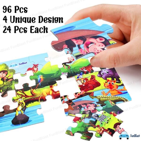 FunBlast Kids Puzzles, Animal and Birds Jigsaw for Ages 3-5 Years, Set of 4-96 Pcs (Multicolor, Size 30X22 CM) - Image 4