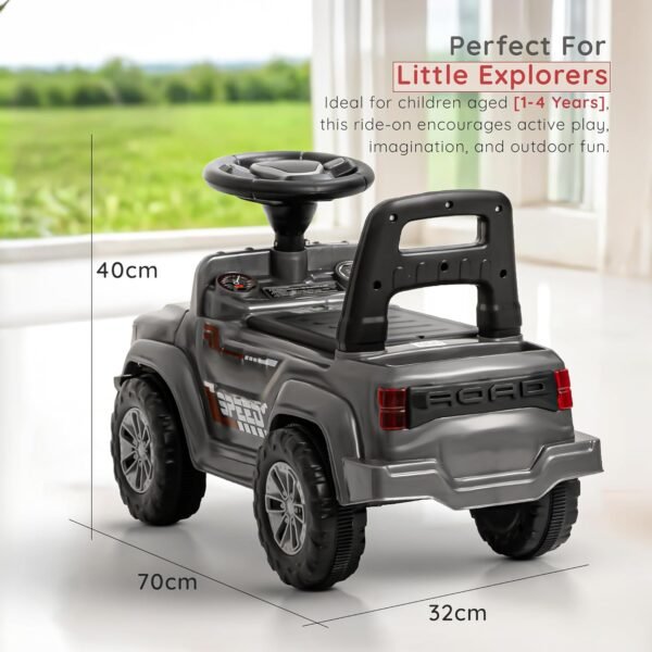 Baybee Ride on Baby Car for Kids | Push Ride on Jeep with Music & LED Light | Portable Ride on Toys Car with Backrest & Storage Basket | Kids Car to Drive 1-3 Years Boys Girls (Grey) - Image 3