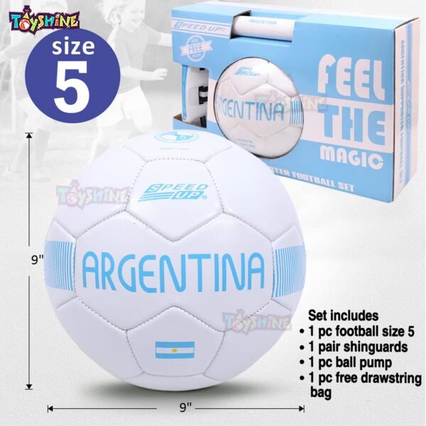 Toyshine Speed UP 4 in 1 Football Combo Set Toy Gift for Kids | 1 Football, 1 Pair Shin Guard, 1 Pump, 1 Bag | Birthday Gift for Boys Girls Toddler 4-10 Year Old - White SSTP - Image 6