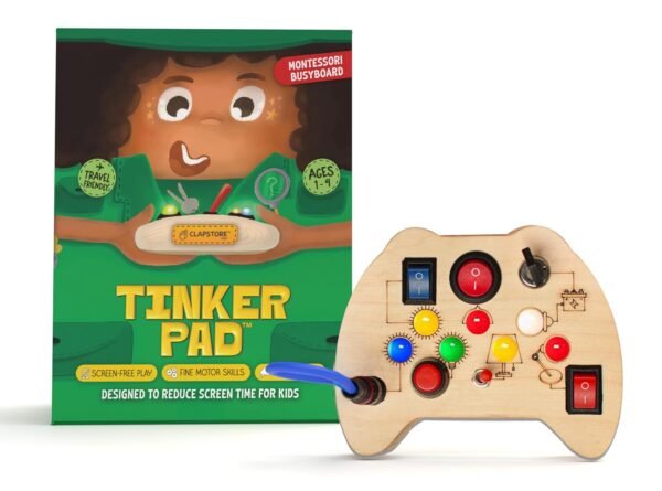 Toys Busy Board Game Pad V2 with Led Light,Sensory Toys for Toddlers,Kids,Montessori Toys with Toggle Switch,Travel Toys for Educational Activities for 1-6 Year Old Boys & Girls,Beige