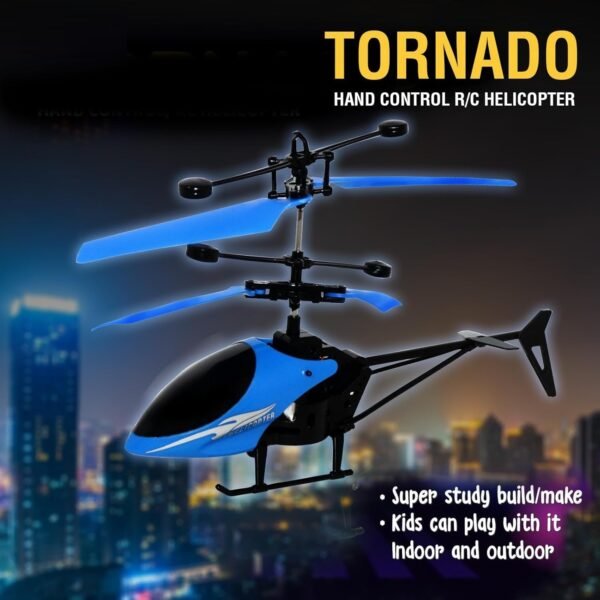 Toyshine Remote Control 2 Channel Helicopter inbuilt with Hand Sensor USB Charging Tornado Infrared Induction 3D Lights Toy for Kids 8+Years (Blue) - Image 5
