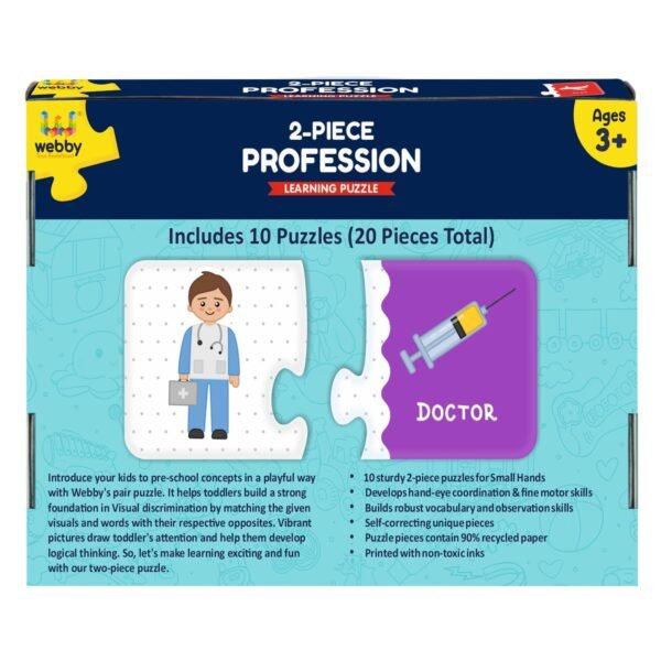 Webby Our Profession 2 Pieces Learning Pack Jigsaw Puzzle, Montessori Early Educational Pre School Puzzle Toys for 2+ Years Kid - Image 6