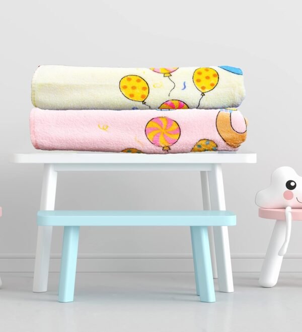 THE LITTLE LOOKERS® Towel for Newborn/Baby/Kids| Super Soft Baby Bath Towel Set for Infants/Bathing Accessories | (0-2 Years) (Pink & Lemon, Pack of 2 (48 x 84cm)) - Image 2