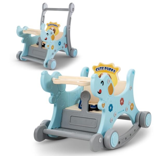 Baybee 2 in 1 Puppy Baby Push Walker & Rocking Chair for Kids | Baby Horse Rider Toys with Food Tray, Seat Belt & Backrest | Indoor Kids Feeding Chair | Outdoor Rocker for Babies 0 to 2 years Boy Girl