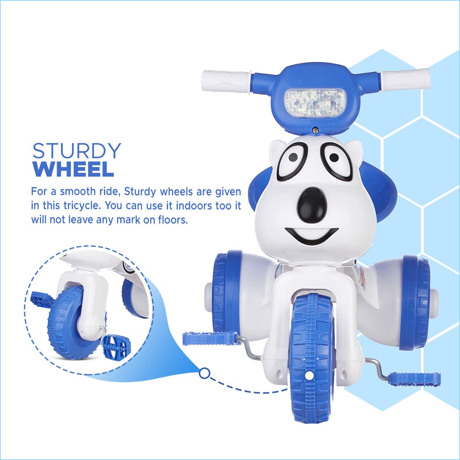 Dash Teddy Foldable Tricycle for Kids 1-3 Years, Baby Cycle With Light and Music (Capacity 20Kg | Blue) - Image 6