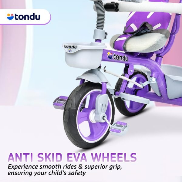 TONDU Tricycles for Kids with Canopy Seat Belt | Storage Basket | Baby Cycle for 1.5 to 4 Years Boy & Girl Tricycle (Purple) - Image 4