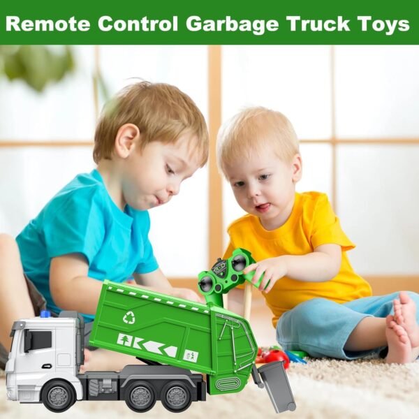 2.4Ghz Remote Control Garbage Truck Toys,1/24 RC Garbage Truck with 6 Channel Remote Control Waste Management Garbage Truck, Birthday Gifts Ideas for Boys Age 3-8 Year Old - Image 3