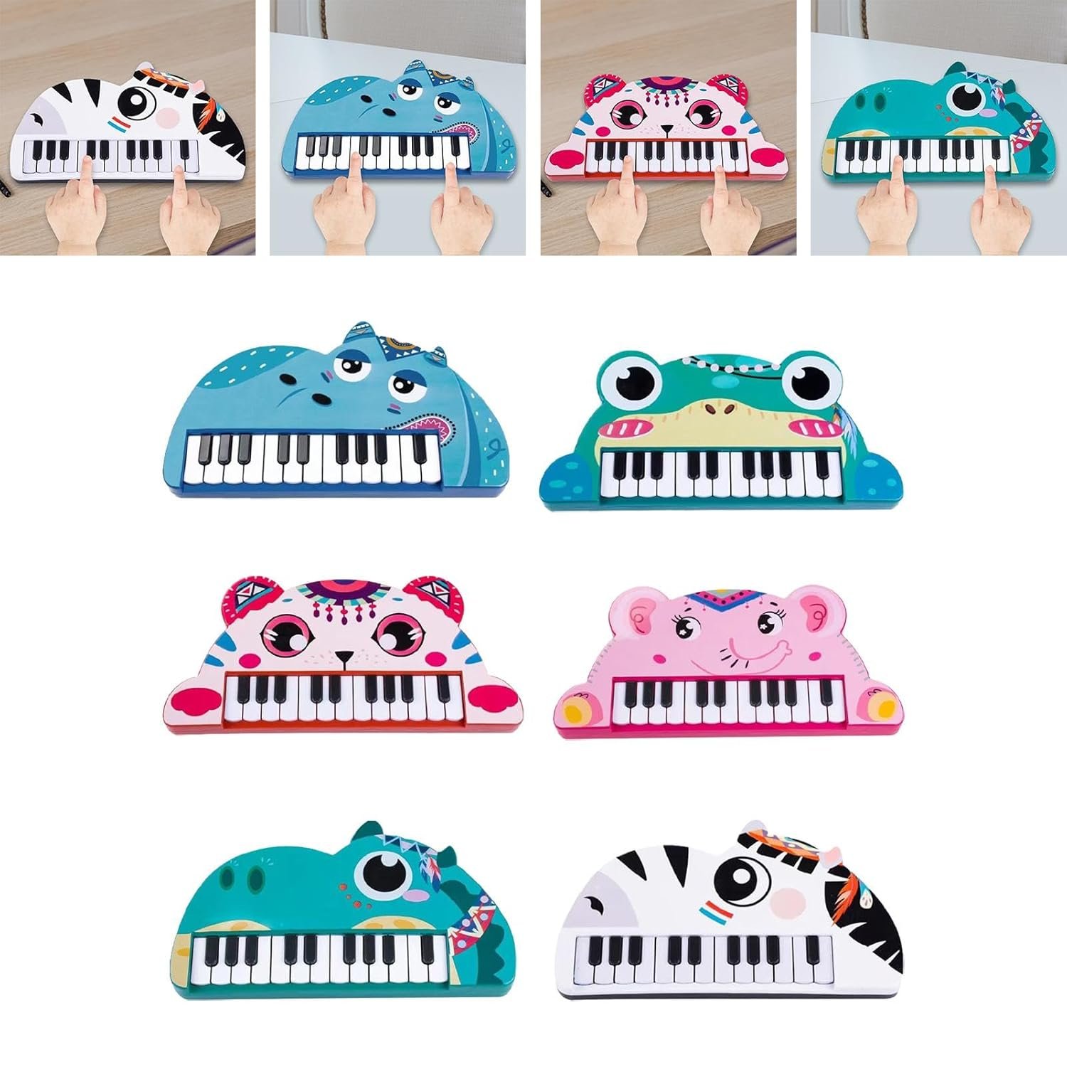 Creations Baby Piano Toy Piano Keyboard Musical Sound Toys for Kids 1-6 Years Old Hippo - Image 2
