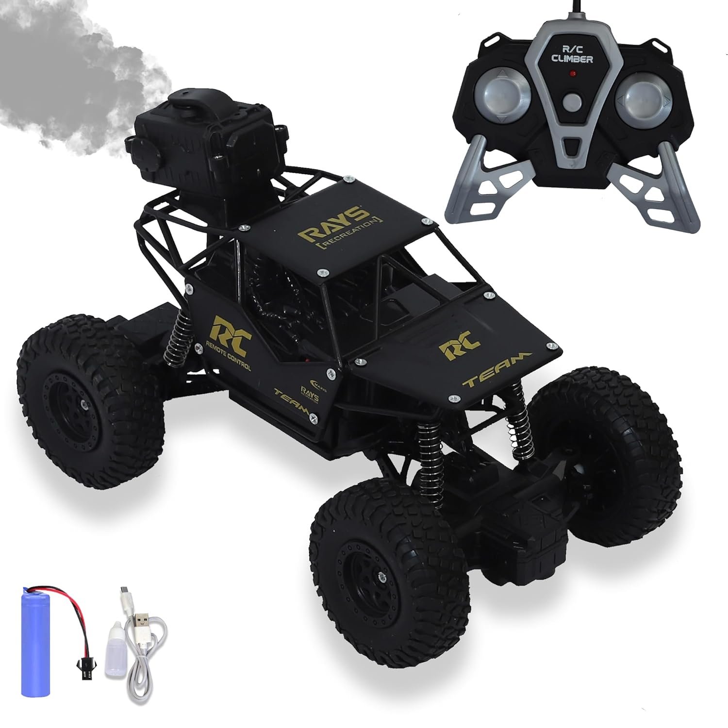 Remote Control Rc Car Toys for Kids with Smoke Rock Crawler Truck 2-12 Years Old Boys and Girls | Best Gift for Your Little Ones Rechargeable 5 Functions 1:18 RC Car with Smoke Fog, Red - Image 6