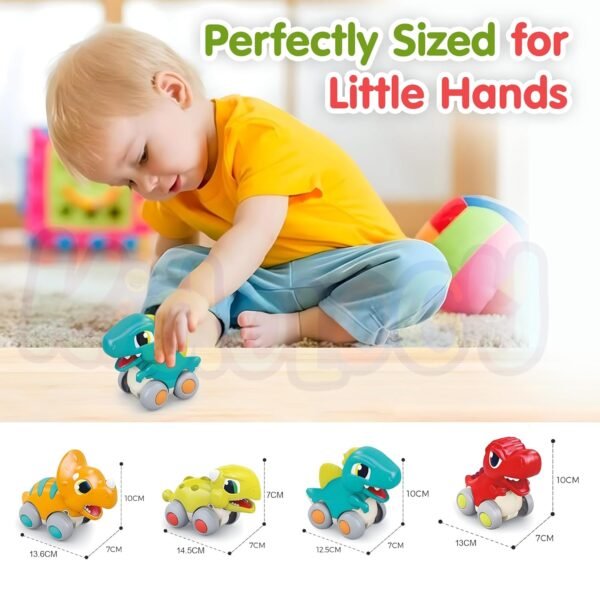 Kidology Push & Go Dinosaur Car Toy for Babies 0-3 Years, Friction Powered Dino Cars, Mini Pull Back Vehicle, Montessori Toys for Boys & Girls, Birthday Gift forToddlers & Kids - Pack of 1 - Image 3