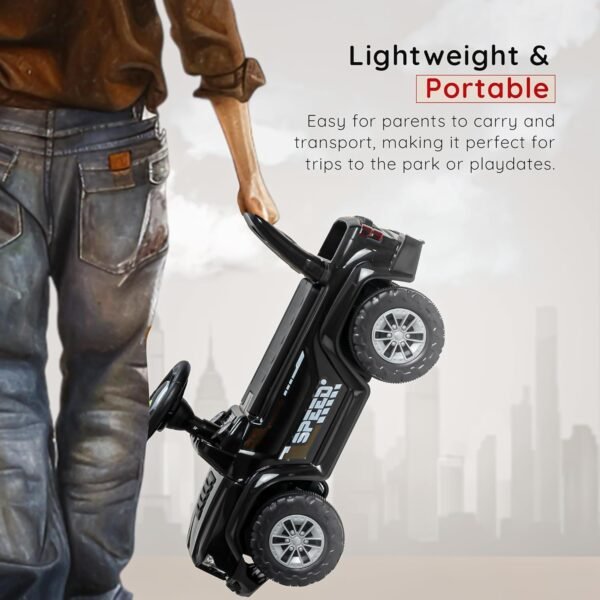 Baybee Ride on Baby Car for Kids | Push Ride on Jeep with Music & LED Light | Portable Ride on Toys Car with Backrest & Storage Basket | Kids Car to Drive 1-3 Years Boys Girls (Black) - Image 6