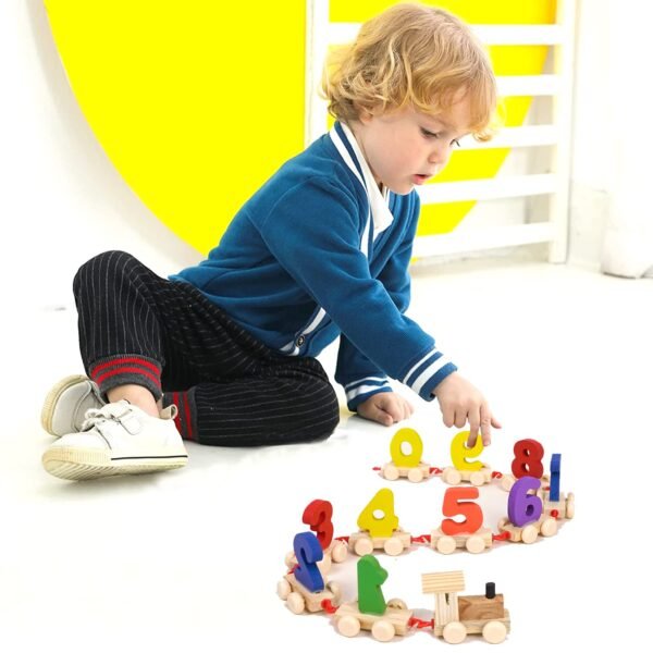 ADA Handicraft Wooden Digits 0 to 9 Number Train | Digits Number 0 to 9 Wooden Toy Train for Early Educational Kids (Multicolor) - Image 2