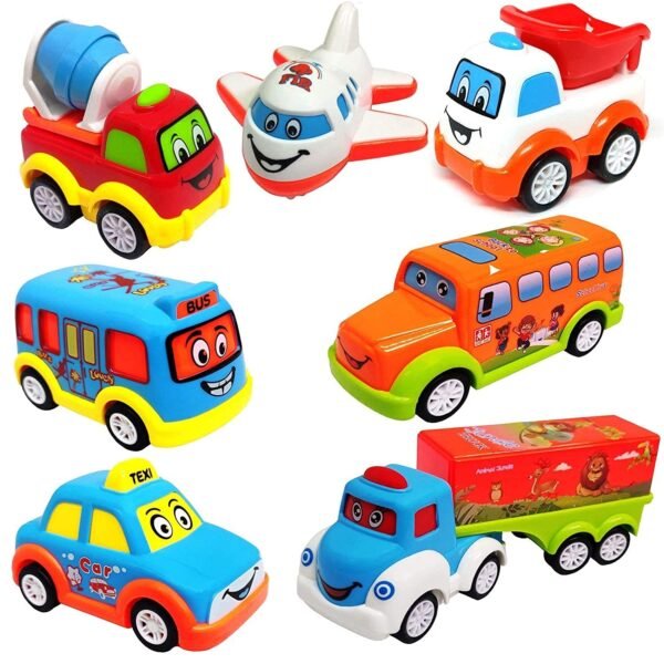 PRIME DEALS Unbreakable Pull Back Vehicles| Push and Go Crawling Toy for Kids & Children, Power Friction Cars for 3+ Years Old Boys|Girls (Pack of 7)., Multicolor
