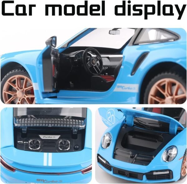 1:32 Porsche 911 Carrera Diecast Model Car Die-cast Metal Toy car Cars Pullback for Kids Best Gifts Vehicle Toys Sound and Light Pull Back (Multi Color) - Image 4