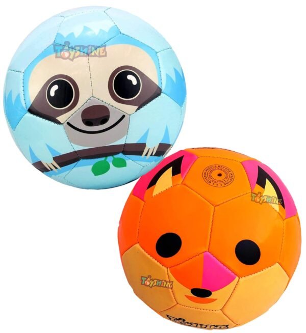 Toyshine Edu-Sports 2 In 1 Kids Football Soccer Educational Toy Ball, Size 3, 4-8 Years Kids Toy Gift Sports, Fox & Sloth (Multicolor)