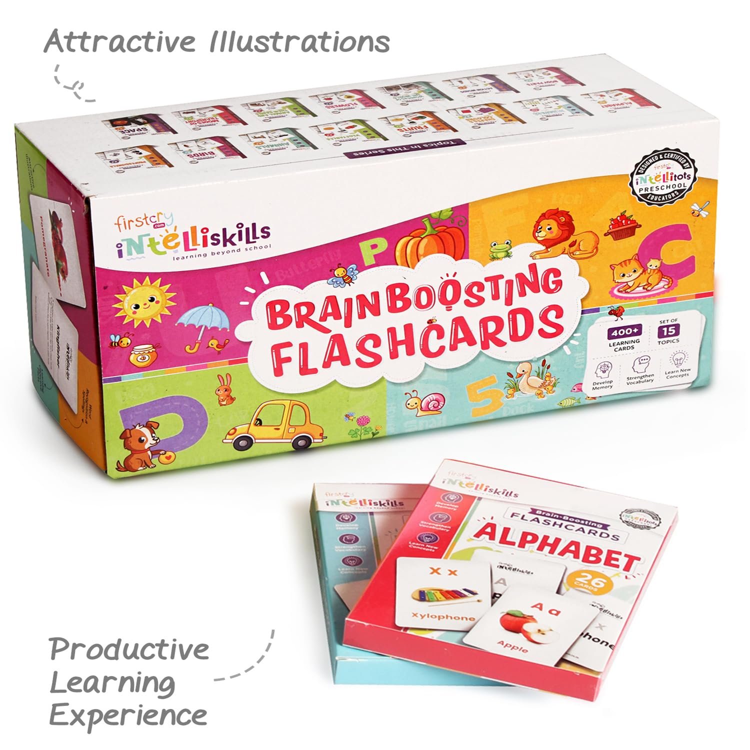 Intelliskills Premium 15-in-1 Brain Boosting Flash Cards for Kids,400 Cards,Flash Card for 1+ Year Old Baby,Montessori Education Toy for Toddlers,Preschool Learning Activities,Waterproof,Birthday Gift - Image 6