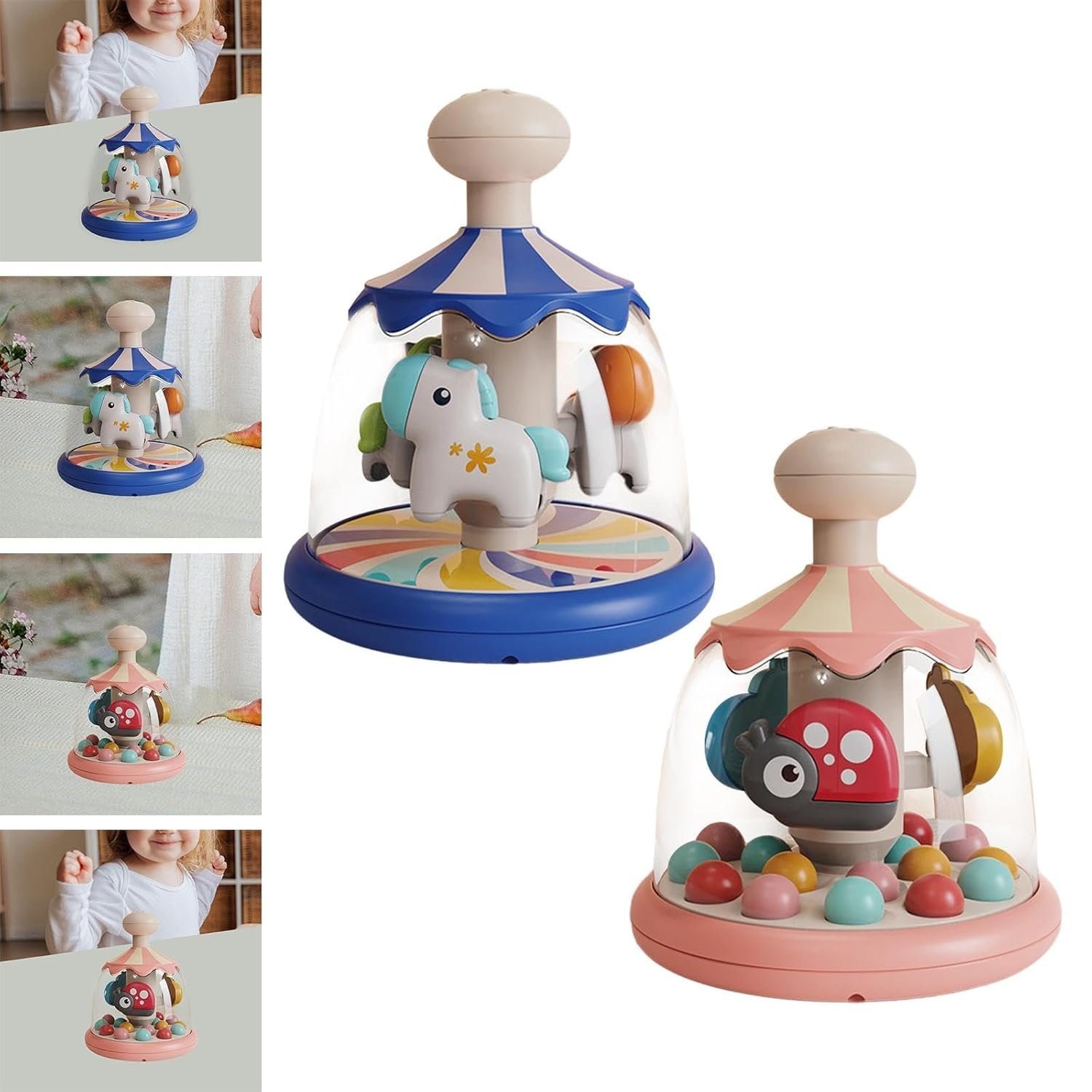 ATORSE™ Baby Press Carousel Toy Lightweight Learning Toys for 0-1 Years Old Children Blue|Baby | Toys for Baby | Developmental Baby Toys - Image 6