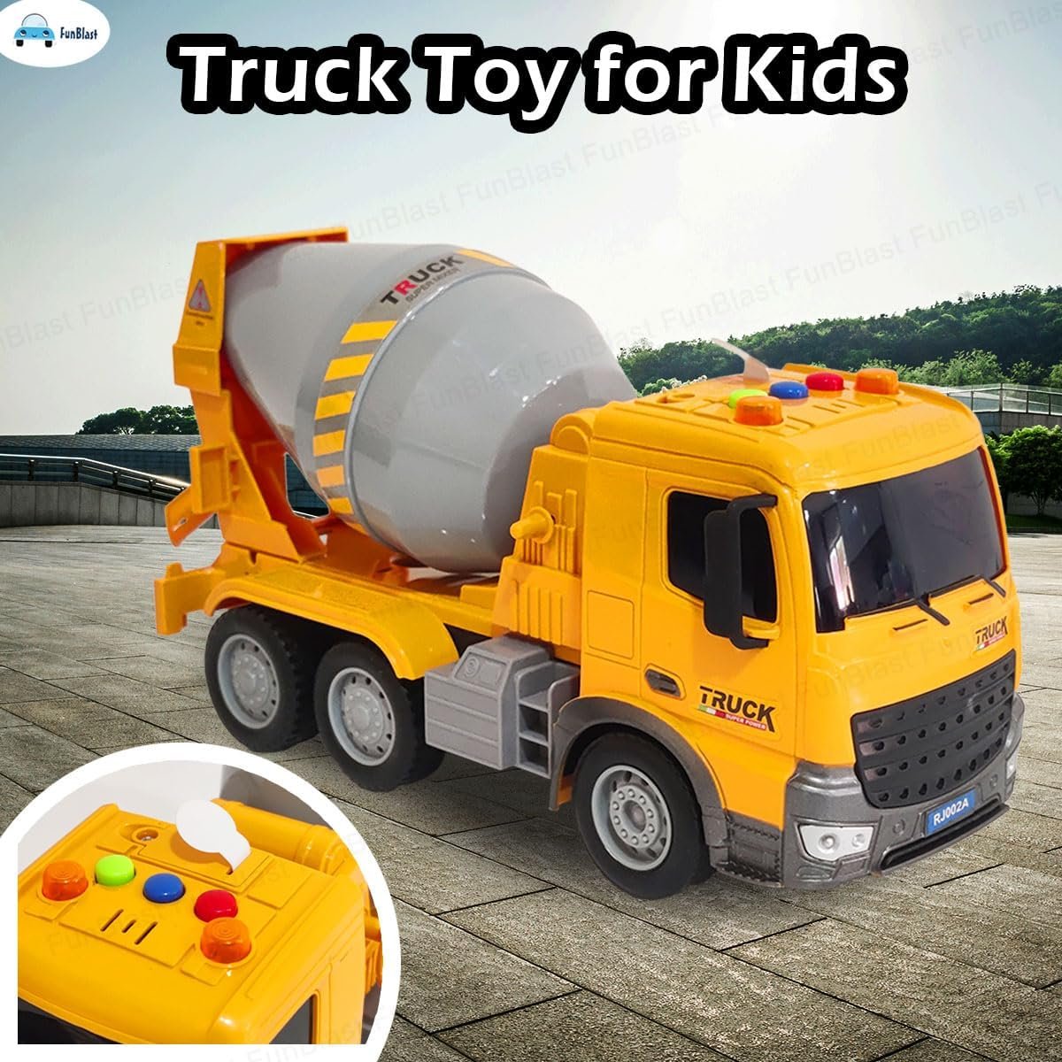 FunBlast Pull Back Vehicles Construction Truck, Friction Power Toy Trucks for 3+ Years Old Boys and Girls, Light & Sound Toy for Kids - Multicolor - Image 5