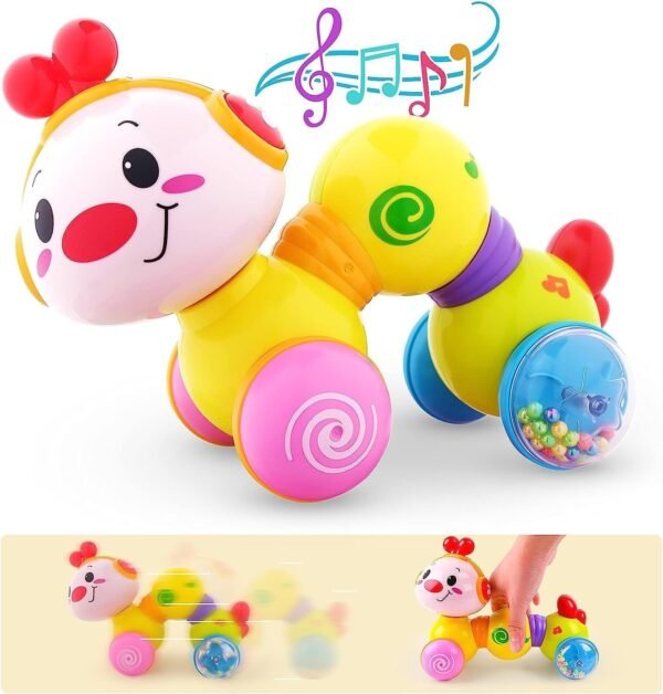 Caterpillar Press & Go Toy Musical,Crawling caterpillers Toys for 1 Year Old Girls Gifts with Music & Light, Press & Go Baby Toys 12+ Months 1st Birthday Gifts for Girls Boys,Multicolor