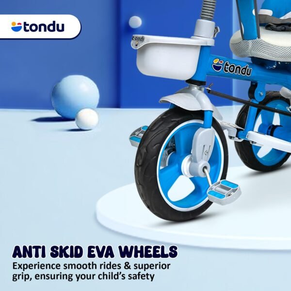 TONDU Tricycle for Baby/Kids with Safetyc Arm & Seat Belt with Parental Control Tricycle (Blue) - Image 2