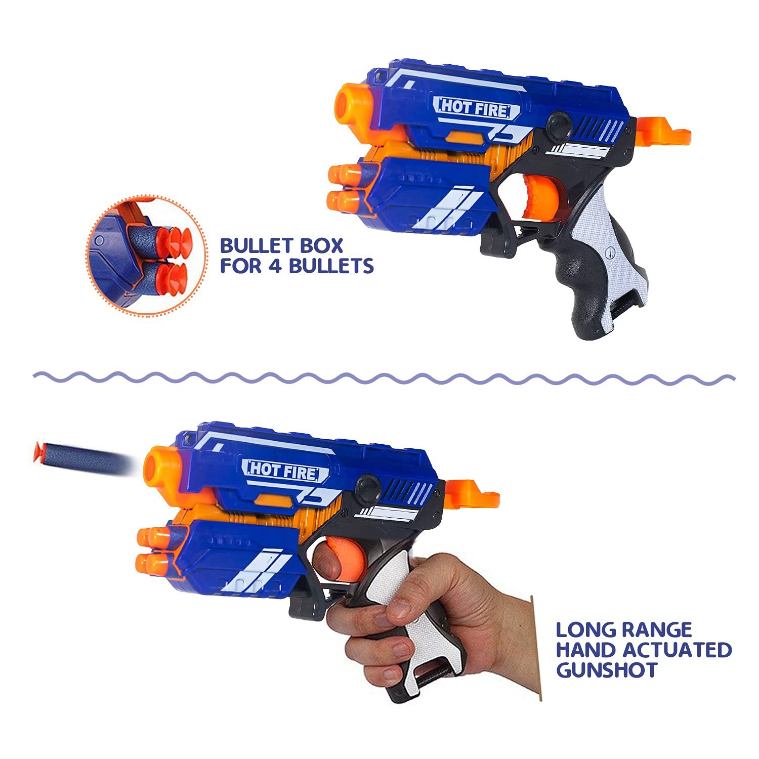 NHR Blaze Storm Manual Soft Bullet Gun Toy with 10 Safe Soft Foam Bullets, Fun Target Shooting Battle Fight Game for Kids (Pack of 1, Multicolor) - Image 3