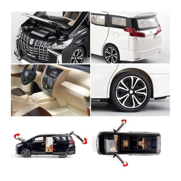 Alloy Metal Pull Back Die-cast Car 1:32 Alphard Diecast Metal Pullback Toy car with 6 Openable Doors & Light, Music Boys Gifts Toys for Kids(Black) - Image 4