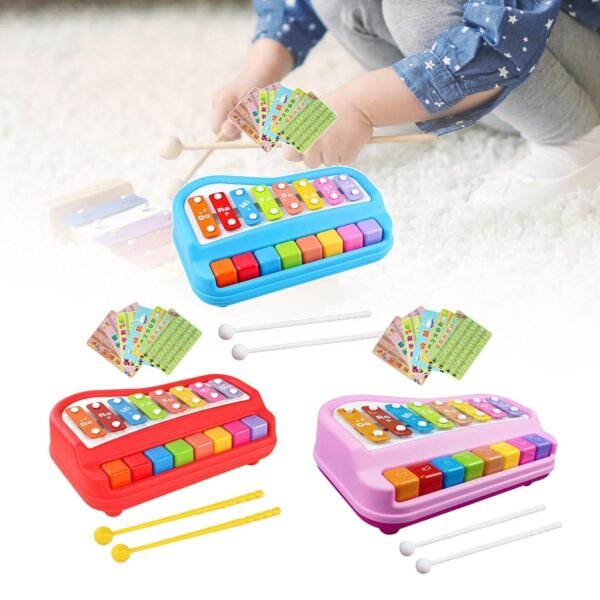 Toy 2 in 1 Baby Piano Xylophone Toy Instruments Toy for 0-3 Years Old Girls Boys Blue - Image 4
