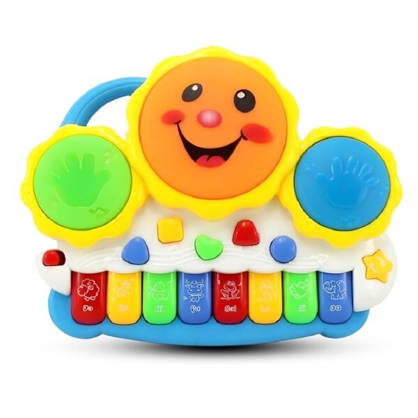 Toyshine Drum Keyboard Musical Toys with Flashing Lights, Animal Sounds and Songs, Multi Color
