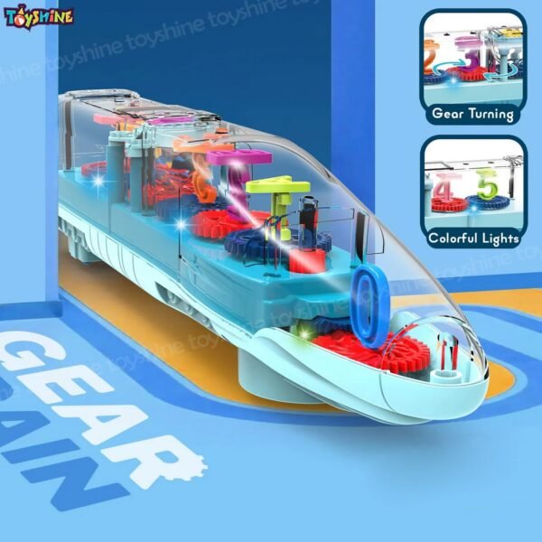 Toyshine Big Transparent Bump and Go Train with 3D Lightning, Moving Gears and Music | Birthday Toy Gift for 2-5 Year Old Boy, Girl, Baby - Numbers - Image 4