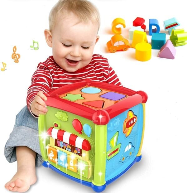 Activity Cube Baby Toy for 6 to 12 Months, Toddler Piano Center Best First Birthday Gift for 1 Year Old Girl Boy, 6 in 1 Busy Learners Educational Toys