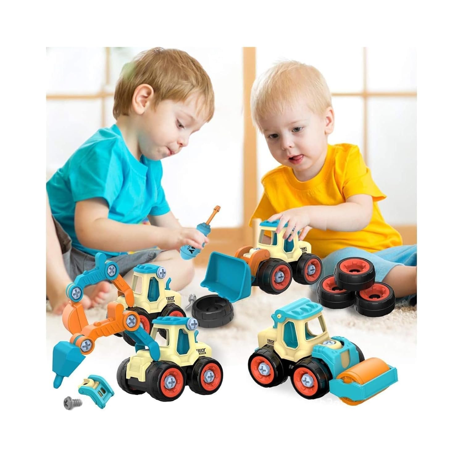 DIY Take-Apart Cars & Trucks: Construction Digger Sand Toys for Kids 3-8 | Gifts & Birthday Presents (Sky Blue) - Image 2