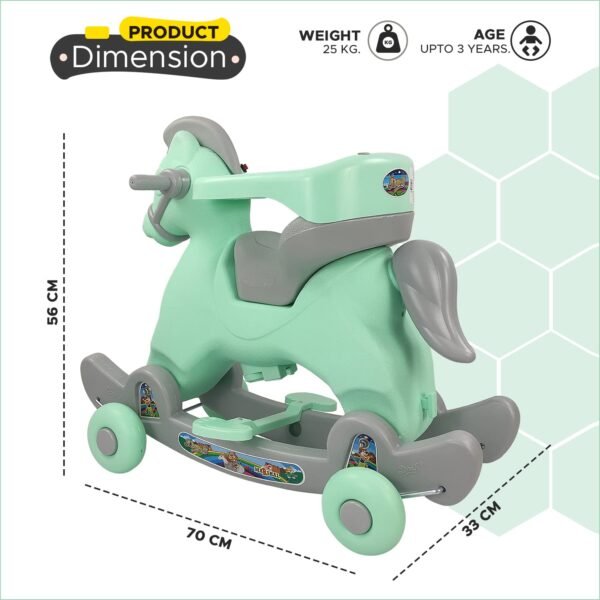 Dash Marshal 2 in 1 Ride on Horse for Kids, Horse Rider for Kids 1+ Years, Rocker cums Ride on Toy with Attractive Music for Kids (Capacity 20kg | Green) - Image 2