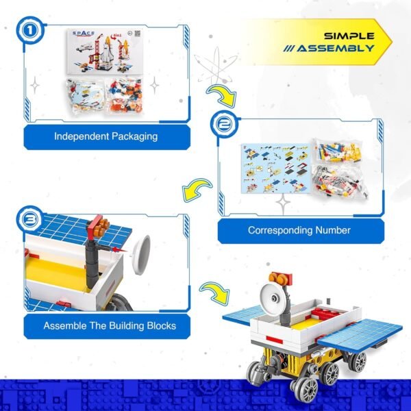 Amitasha 3in1 Space Rover Exploration Building Blocks Rocket Launcher Construction Toy Set Brick Kit for Kids Birthday Gift Boys & Girls - Image 3