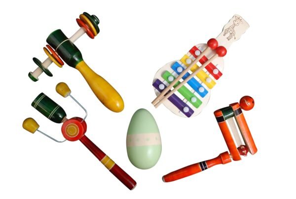 Wooden Rattles for Baby, Egg Shaker, Infants, New Born Babies Toys (0 to 6 to 12 Months) - Set of 5 pcs - Non Toxic Multicolor - Made in India - Discover Sounds & Sensory Skills