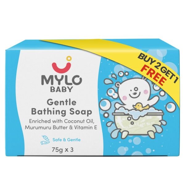 Mylo Baby Soap | Cleanses Gently | Retains Moisture | Easy to Apply | Suitable for 0-3 Years | 75 gm (Pack of 3)