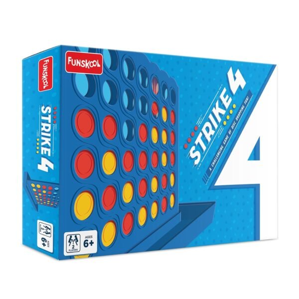 Funskool Strike 4, Classic Disc Dropping Game, Strategy Game, Board Game for kids, Adults, Families, Educational, 2 Players, Family Fun, Activity Toy for Childrens, Gift Set for Kid, Ages 6+ Years
