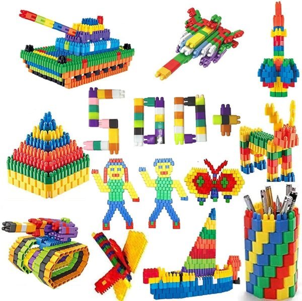 Building Blocks Toys for Kids Education 200 Bullet Blocks Learning Puzzle Toys for Kids,Block Game for 3-8 Years Old Kids Boys & Girls - Multi Color