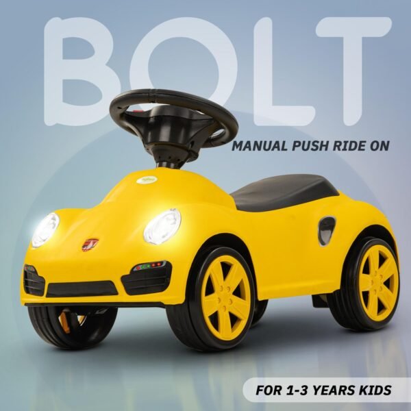 Baybee Bolt Push Ride on Car for Kids 1-3 Years, Baby Rideons With Music, Light & Comfort Seat | Push Cars Toys for Toddlers | Boys Girls Drive Car (Yellow) - Image 4