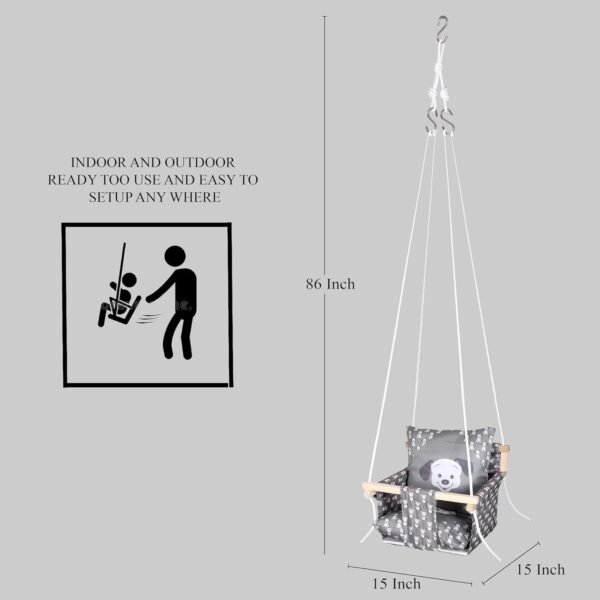 Swing for Kids | jhula for Kids | jhula for Baby | Baby Swing Hanging Indoor Outdoor | Baby Garden Swing with 1 Swing & 2 Pillows, (6 Months to 4 Years) (Up to 25 kg) (Baby Swing - D) - Image 2