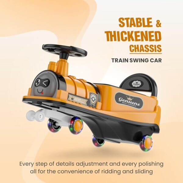 Train Car for Kids 1 Year+ | 2 Year+ | Baby Panda Swing Car | Ride On Car for Kids | Musical Twister Toy Car Magic | Best Birthday Gift for 1-5 Years Baby | Upto 100kg (Tangerine) - Image 4