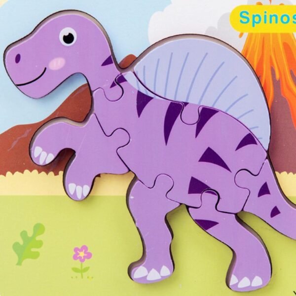 bnf® Wooden Dinosaur Puzzles for 1 2 3 Year Old Kids Educational Toys Style1 Baby | Toys for Baby | Developmental Baby Toys - Image 3