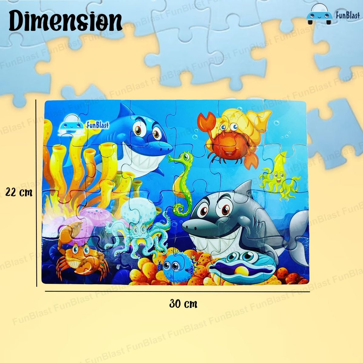FunBlast Aquatic Animal Jigsaw Puzzle for Kids Jigsaw Puzzle for Kids of Age 3-5 Years – 24 Pcs (Multicolor, Size 30X22 cm) - Image 3