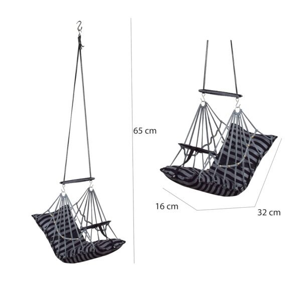 Swing For Kids Cotton Baby Swing Chair For Kids Baby\'S Children Folding And Washable 1-5 Years With Safety Belt/Home, Garden Jhula For Babies | Cradle | (E. Grey Line), 35 Centimeters - Image 3