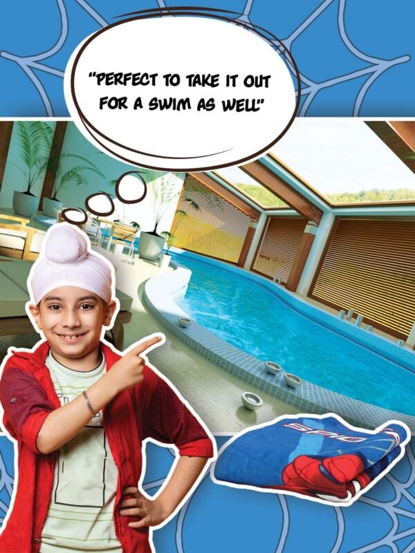 Athom Living Marvel Spider-Man 350 GSM Cotton Bath Towel for Kids & Adults – Soft, Absorbent, Quick-Drying, Blue Color, Superhero Themed Towel - Image 5
