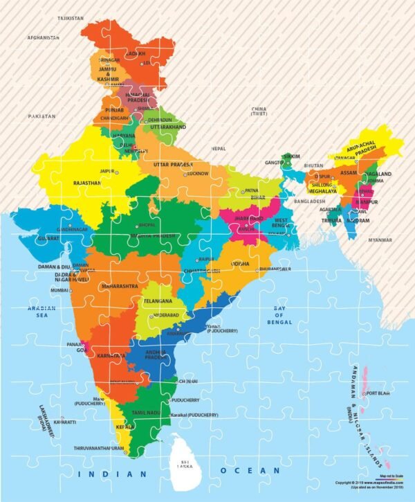 Play & Learn Funskool India Map, Jigsaw Puzzle Game for Kids, 104 Pieces, Educational, Learning & Development, Fun Activity Toy for Childrens, Gift Set for Kid, Age 6+ Years - Image 3
